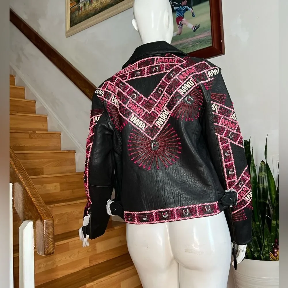 Free People  Zandra Rhodes
Stardust Biker Jacket Size Small - Picture 8 of 12